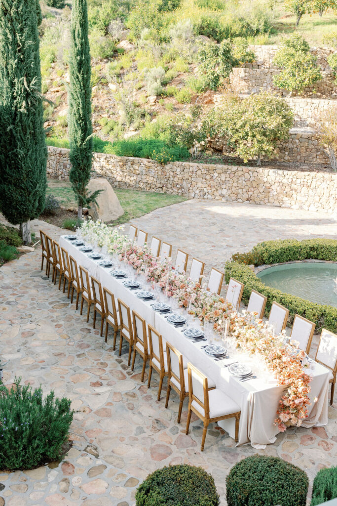 Bay Area photographer captures outdoor wedding reception with long table
