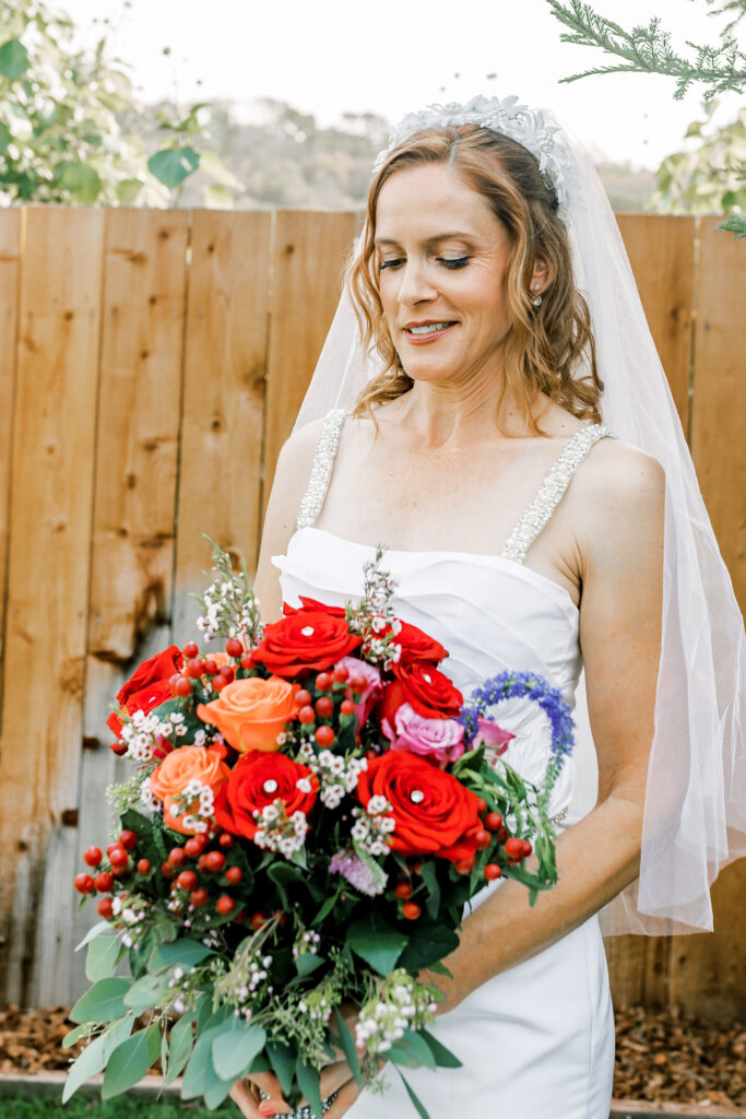 Bay Area wedding photographer captures bride holding bouquet