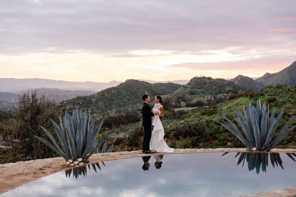 Bay Area photographer captures couple hugging in front of pool 