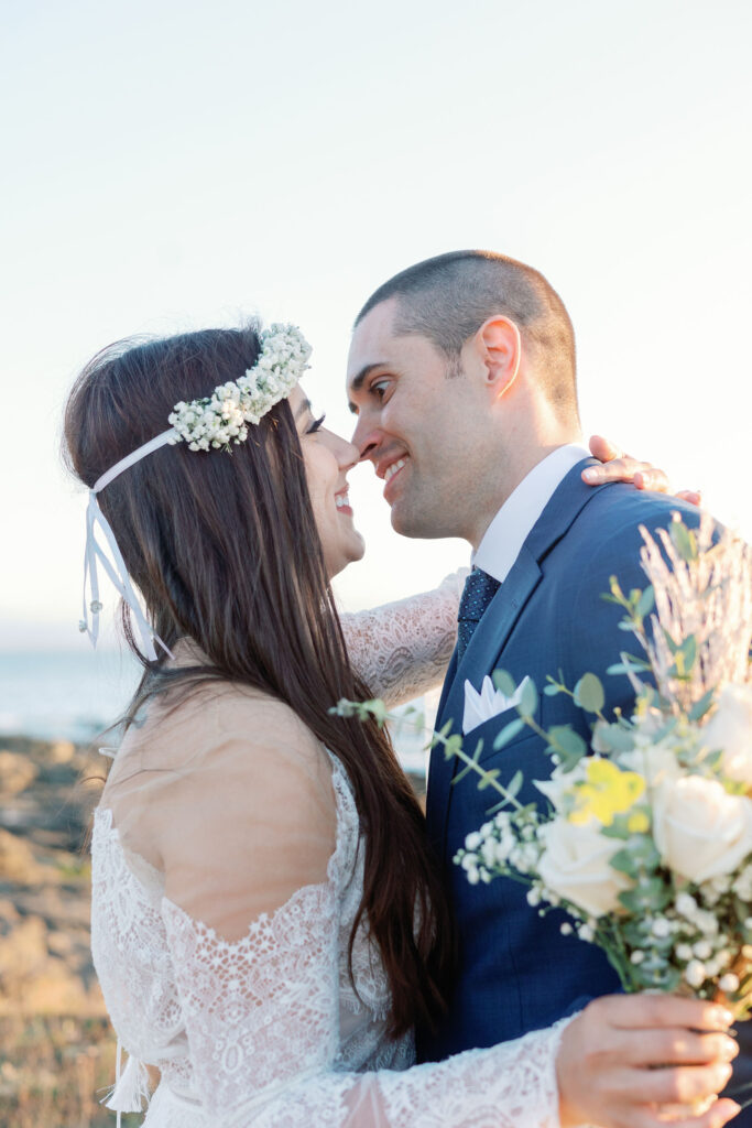 Bay Area photographer captures bride and groom touching noses