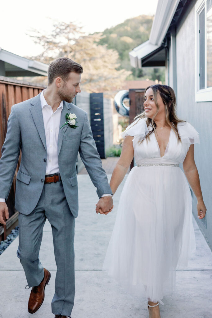 Bay Area photographers capture bride and groom walking together
