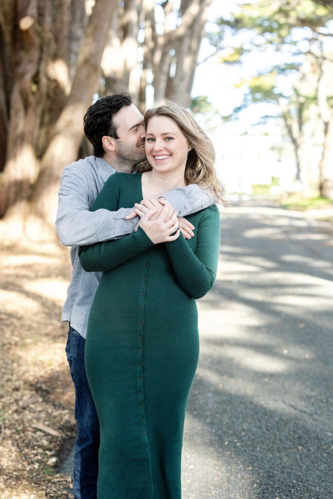 Bay Area wedding photographer captures couple hugging