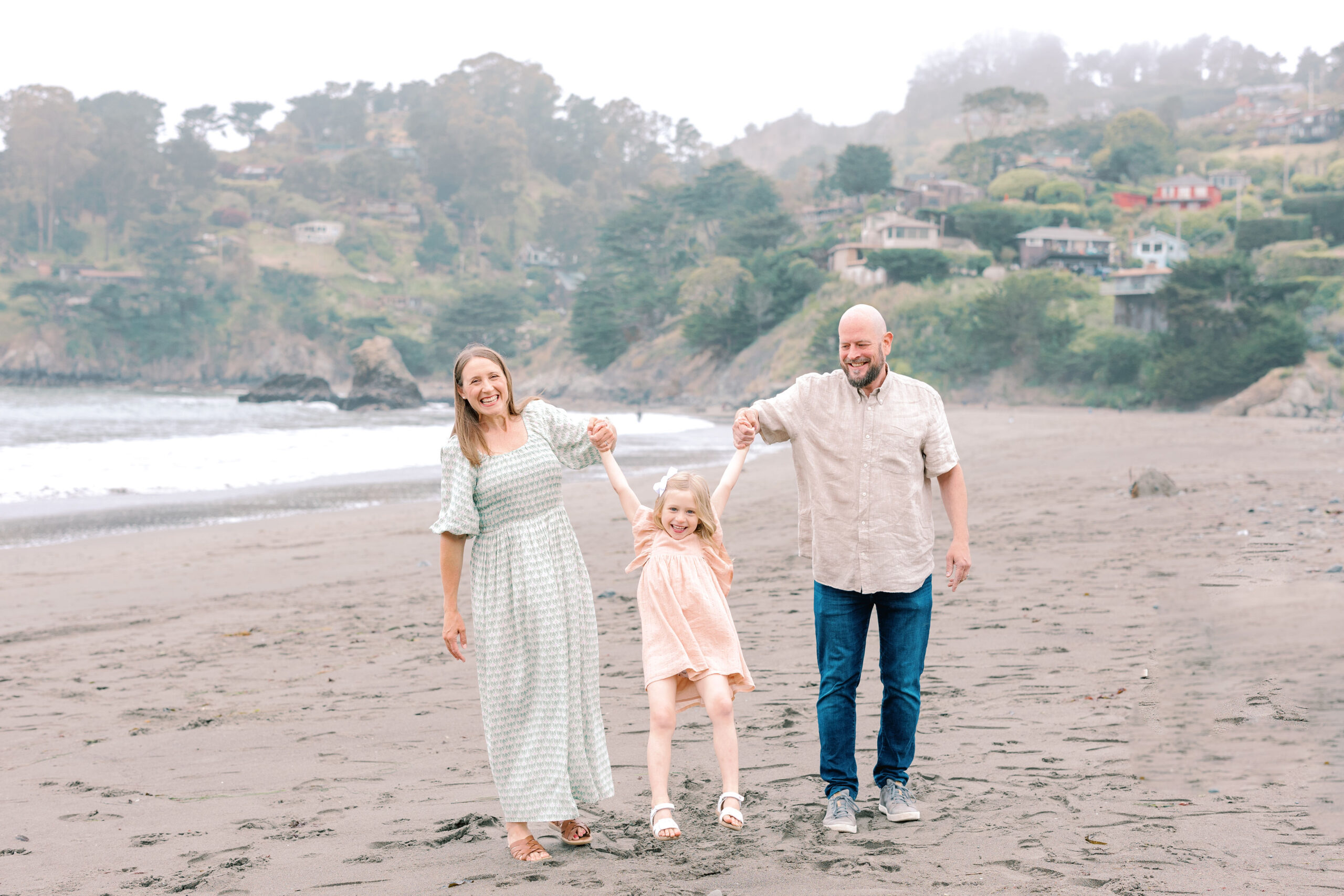 Bay Area wedding photographer captures family walking on beach together