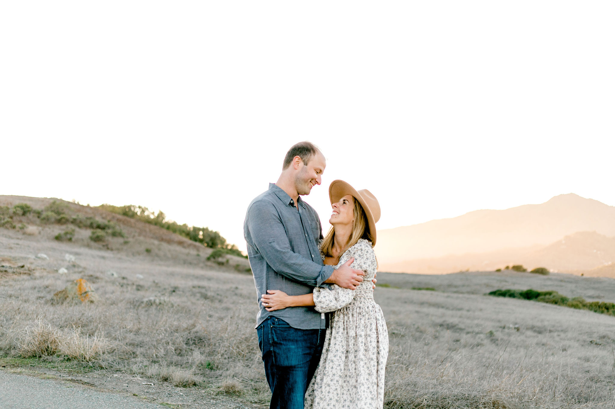 Bay Area wedding photographer captures man and woman hugging during engagement photos