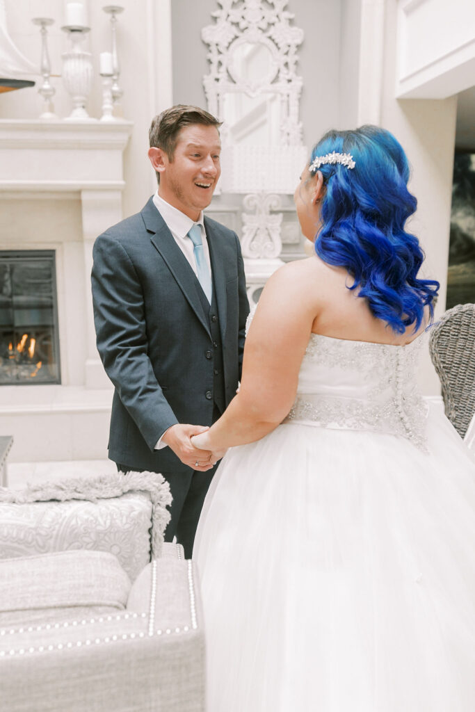 Sacramento wedding photographer captures bride and groom holding hands