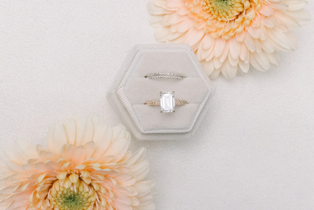 custom wedding detail ring box with florals 